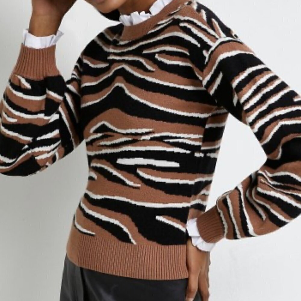 River Island Women's Plus Brown-Light Boysy Browns Long Sleeve Sweater 18 NWT